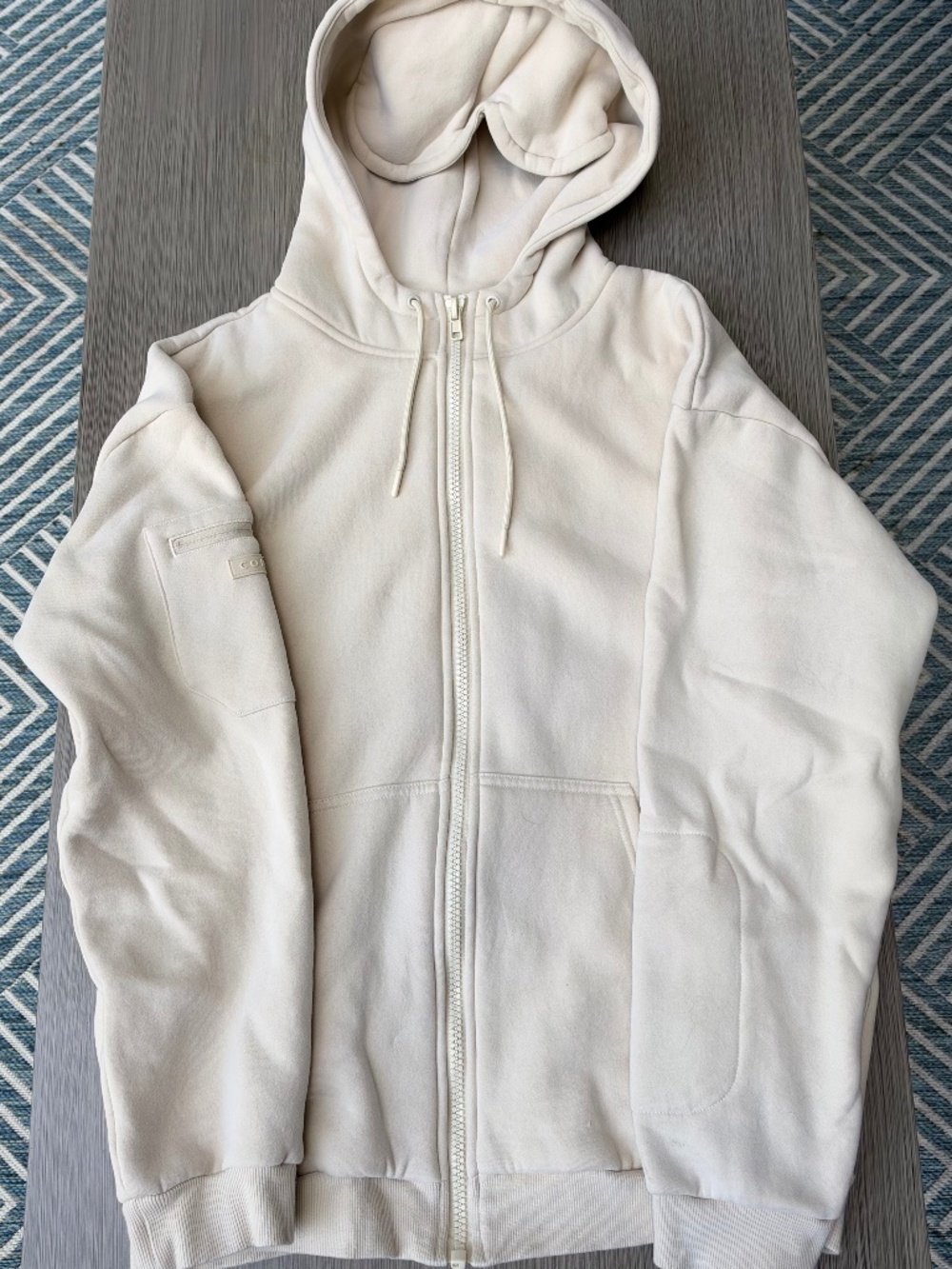 Comfrt Airplane Mode Travel Zip Hoodie Eye Mask Heavyweight Cream